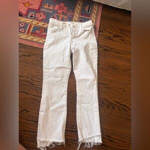 MOTHER Women's Cropped White Jeans